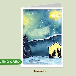 Cartes de Noël - Carte chrétienne de la Sainte Famille *Vierge à l’intérieur* Taille A6 - enveloppe incluse