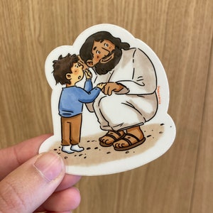 Confessione di Bambino e Gesù - vicino al mio orecchio - Adesivo cristiano