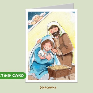 PACK 2 Weihnachtskarte - Heilige Familie Christliche Karte *Blank inside* A6 Größe - Umschlag inbegriffen