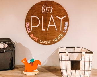 Playroom Sign/Children’s Bedroom Sign/Home Sign/Lets Play Sign