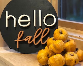 Fall 3D Round Sign/Fall Decor/Round Wood Sign/Kitchen Decor/Home Decor/Customizable Round Sign