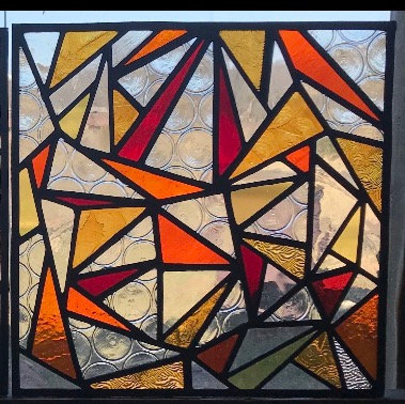 Abstract Stained Glass Panel Etsy