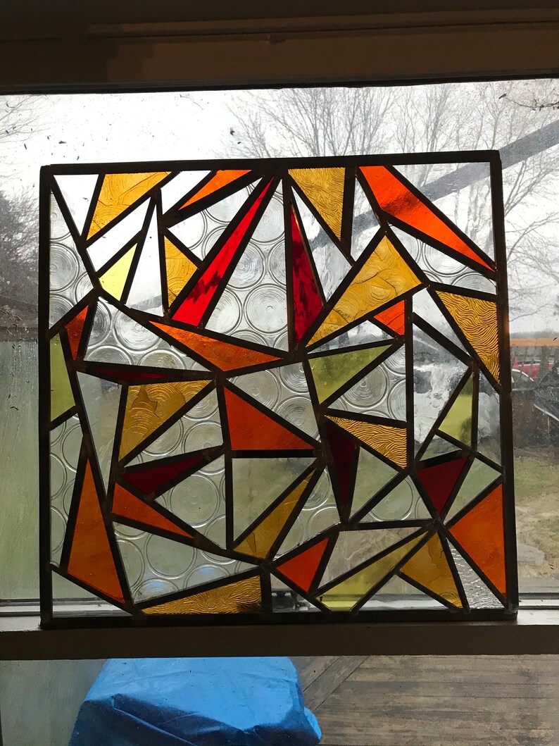 Abstract Stained Glass Panel Etsy