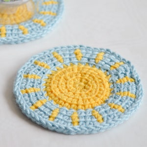 Little sun coaster - Tunisian crochet coaster pattern - digital download - using a regular hook