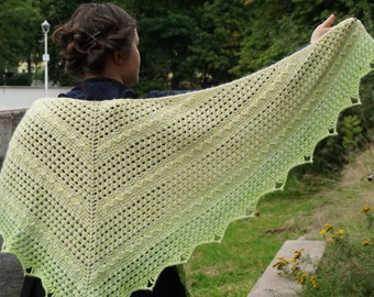 Tunisian crochet pattern for textured rounded triangle shawl - digital download (instructions and chart)