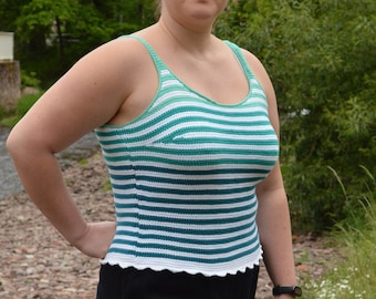 Size inclusive Tunisian crochet top pattern for summer - Long or cropped summer top for women with optional shaping
