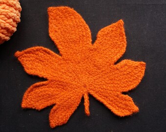 Tunisian crochet pattern for leaf-shaped pot holder or decoration - digital download