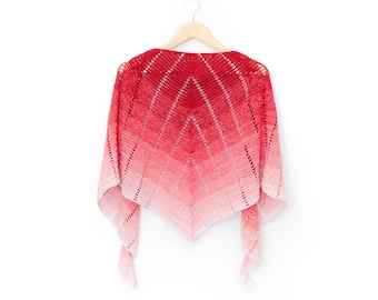 Raspberry croissant shawl crochet pattern - Instant download - Crescent shawl - detailed instructions - PDF files - US terms - UK terms