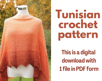 Tunisian crochet lace pattern - Crisp peach wrap