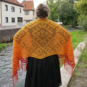 Darova shawl filet crochet pattern Crochet symbol charts, filet crochet charts Rectangle shawl crochet pattern inspired by embroidery image 1