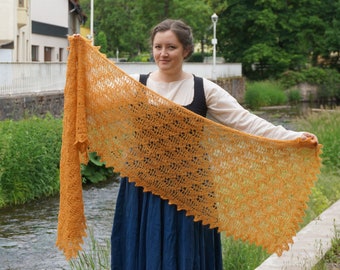Tunisian crochet lace shawl pattern - Wheat fields rectangle wrap digital tutorial, instant download crochet pattern, lace border, video