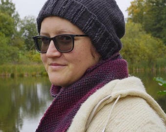 Soft round top Tunisian crochet hat pattern worked sideways with multiple sizes - Malleable beanie