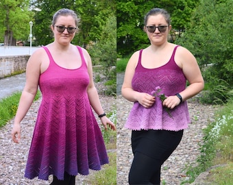 Lacy Tunisian crochet dress or top pattern with adjustable length (PDF pattern) by Yarnandy
