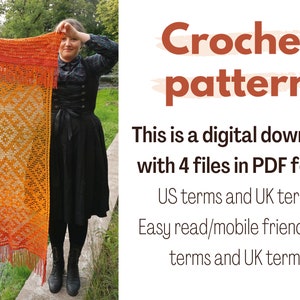 Darova shawl filet crochet pattern Crochet symbol charts, filet crochet charts Rectangle shawl crochet pattern inspired by embroidery image 2