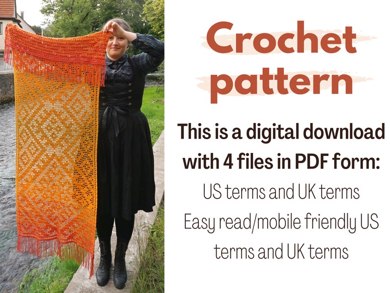 Darova shawl filet crochet pattern Crochet symbol charts, filet crochet charts Rectangle shawl crochet pattern inspired by embroidery image 2