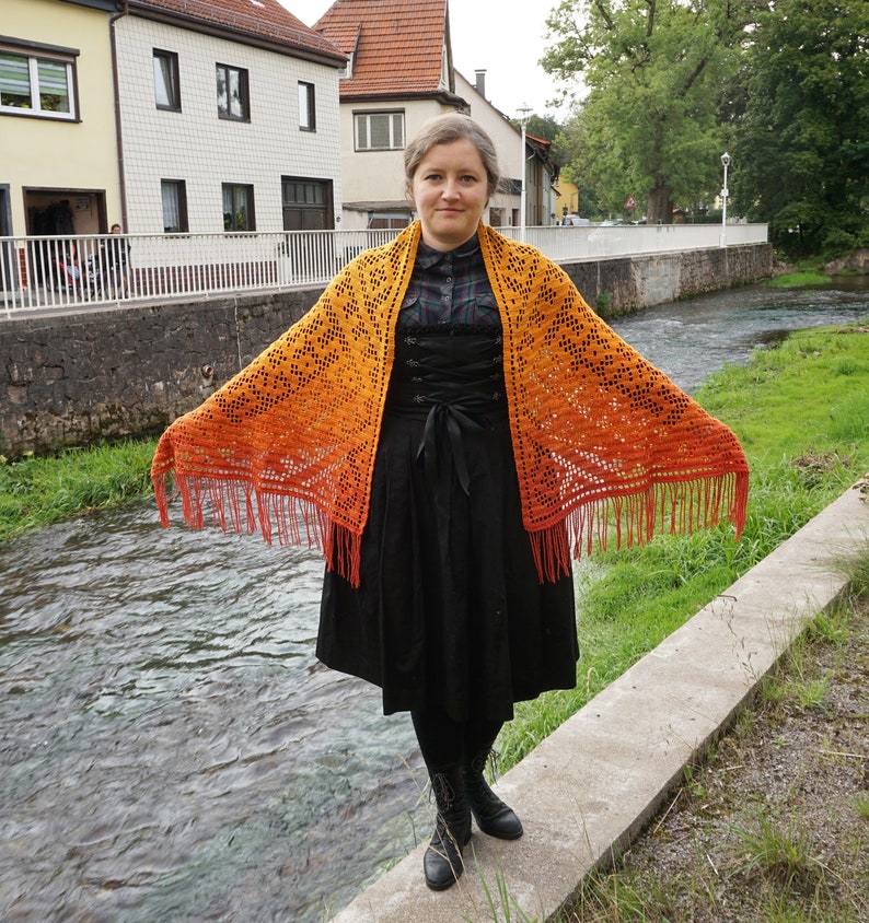 Darova shawl filet crochet pattern Crochet symbol charts, filet crochet charts Rectangle shawl crochet pattern inspired by embroidery image 8