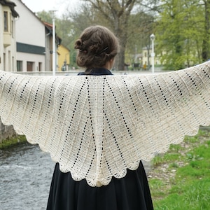 Crescent shawl crochet pattern - Lark wings shawl, instant download crochet pattern, US terms and UK terms, low vision and mobile friendly