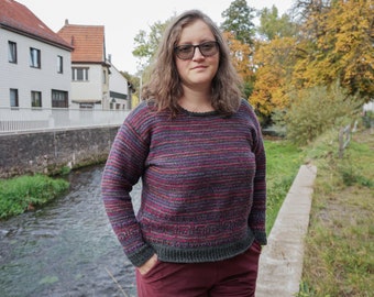 Tunisian crochet sweater pattern for sock weight yarn, size inclusive - detailed Tunisian crochet pattern for jumper up to 72" (180 cm) bust