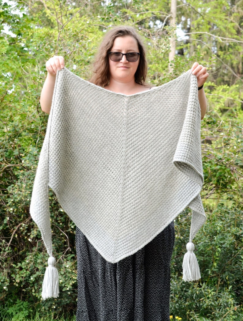 Tunisian crochet shawl pattern, instant download, full instructions, beginner friendly shawl pattern Phyllite shawl image 10