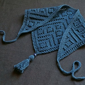 Summer lace triangle bandana knitting pattern for women - Pattern for head scarf in cotton yarn