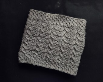 Textured Tunisian crochet cowl pattern for chunky yarn in 6 sizes, child and adult - Silver spruce cowl
