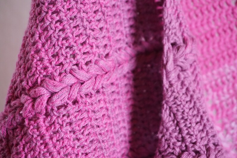 Textured asymmetrical triangle shawl PDF digital crochet pattern, Blackberry pudding shawl, charts, full instructions US UK terms easy read image 10