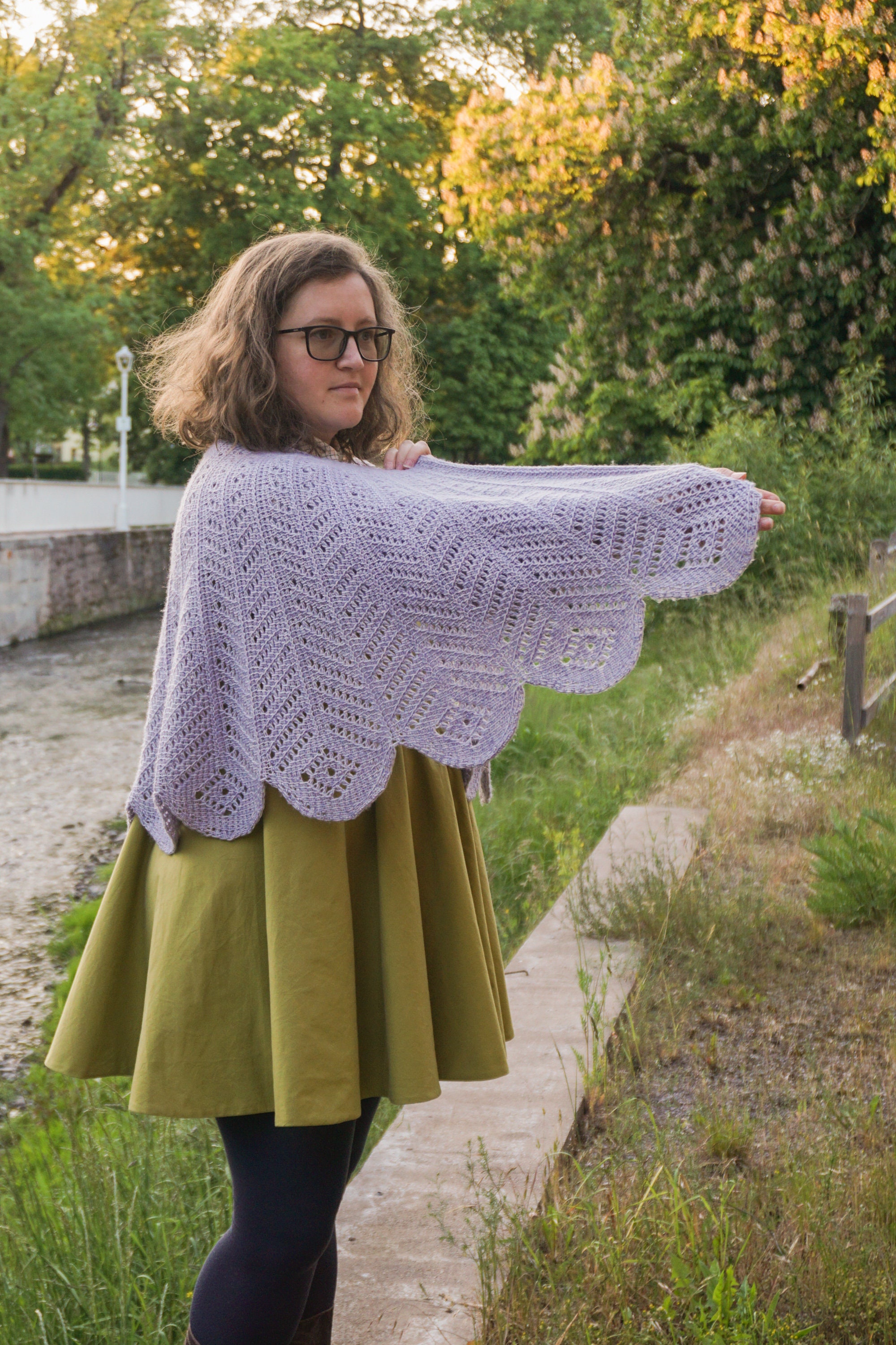 Fantasy Wing Capelet Tunisian Crochet Pattern - Feathery Shawl