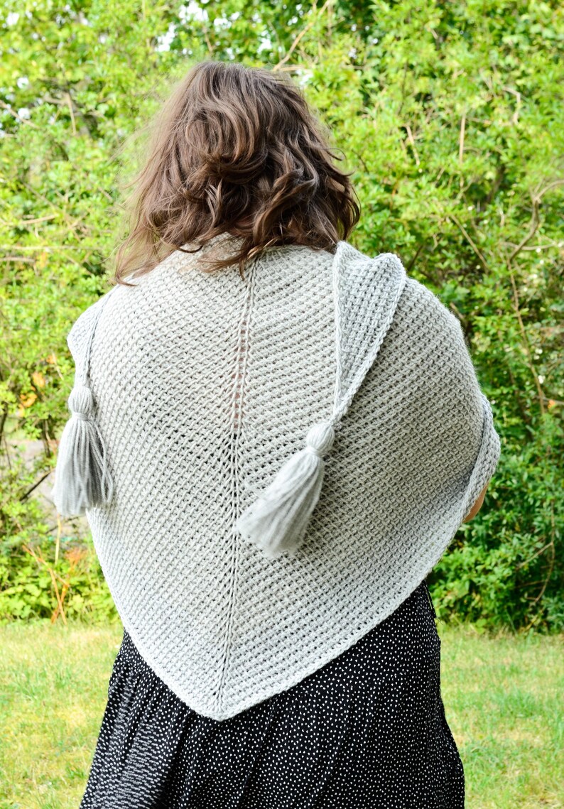Tunisian crochet shawl pattern, instant download, full instructions, beginner friendly shawl pattern Phyllite shawl image 5