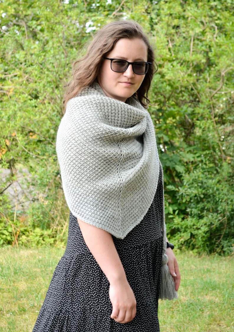 Tunisian crochet shawl pattern, instant download, full instructions, beginner friendly shawl pattern Phyllite shawl image 8