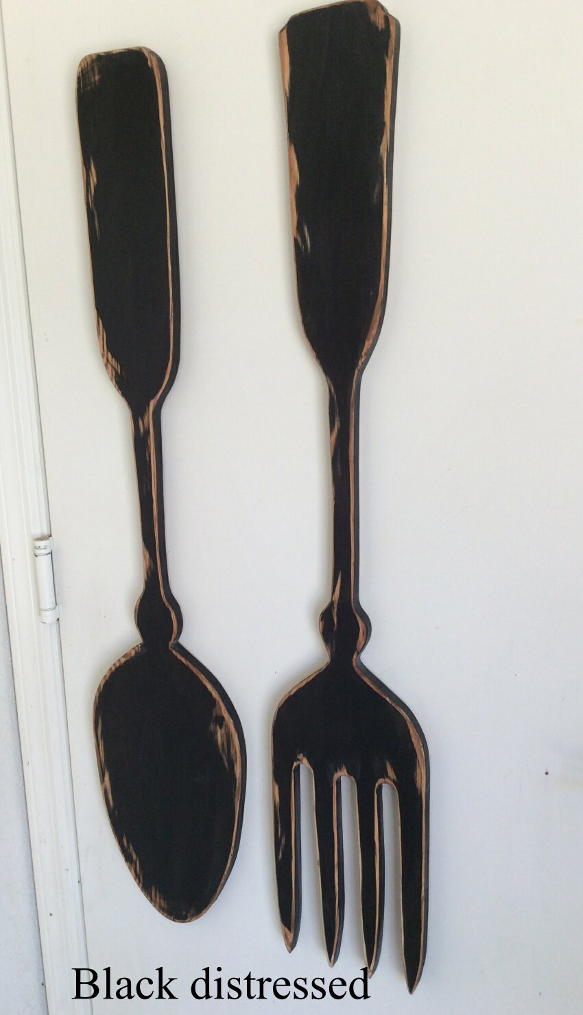Large Wood Fork and Spoon Wall Decor Handmade Kitchen Decor Etsy