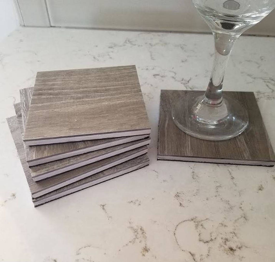 Coaster Sets Barnwood Gray Coasters for Drinks Vinyl Etsy