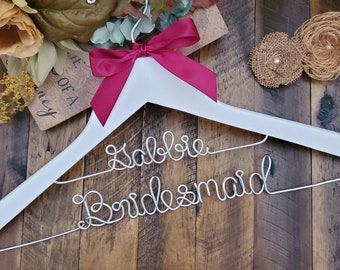 Personalized Wedding Dress Hanger || Bridal Hanger || Bridal Shower Gift || Bridal Party || White Coat || Dr. Graduation | Pick your ribbon