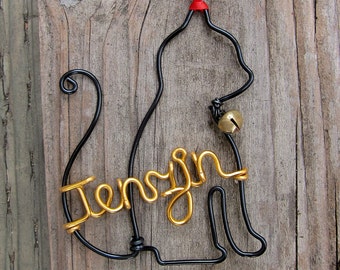 Personalized Cat Ornament / Wire Ornament/ Christmas Ornament / Holiday Ornament/ Holiday Gift / Couples Gift