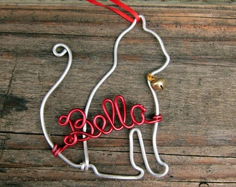 Personalized Cat Ornament / Wire Ornament/ Christmas Ornament / Holiday Ornament/ Holiday Gift / Couples Gift