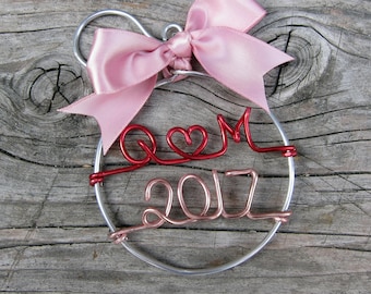 Personalized Initial Ornament / Wire Ornament/ Christmas Ornament / Holiday Ornament/ Holiday Gift / Couples Gift