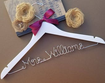SALE Personalized Bridal Hanger / Wedding Hanger / Custom Hanger / Bridesmaid Gift / Bridal Shower Gift / Groomsmen / pick your ribbon