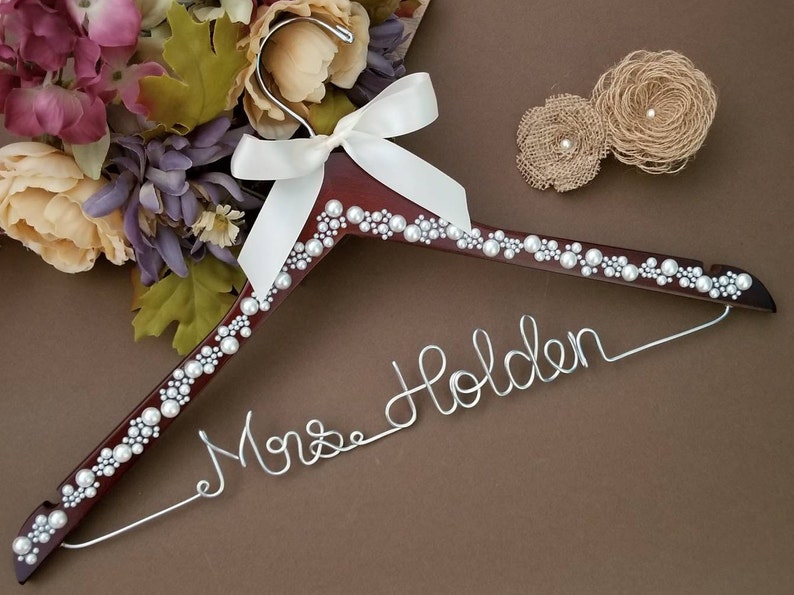 SALE Personalized Bridal Hanger / Wedding Hanger / Custom Hanger / Bridesmaid Gift / Bridal Shower Gift / just because gift / pick your bow image 1
