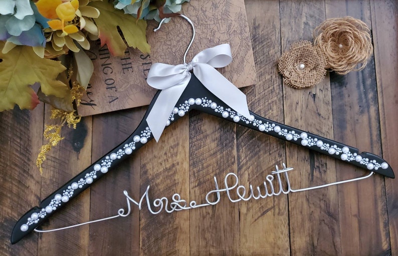 SALE Personalized Bridal Hanger / Wedding Hanger / Custom Hanger / Bridesmaid Gift / Bridal Shower Gift / just because gift / pick your bow image 2