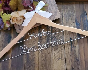 Personalized Wedding Hanger, Bridal Hanger, Maid of Honor, White Coat ceremony, Graduation Gift with Ribbon Color of your choice