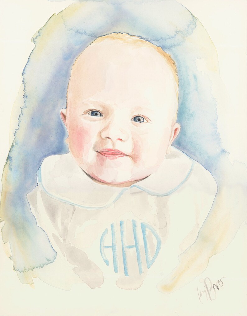 Custom Portrait Painting. Watercolour Portrait. Baby Portrait. Etsy