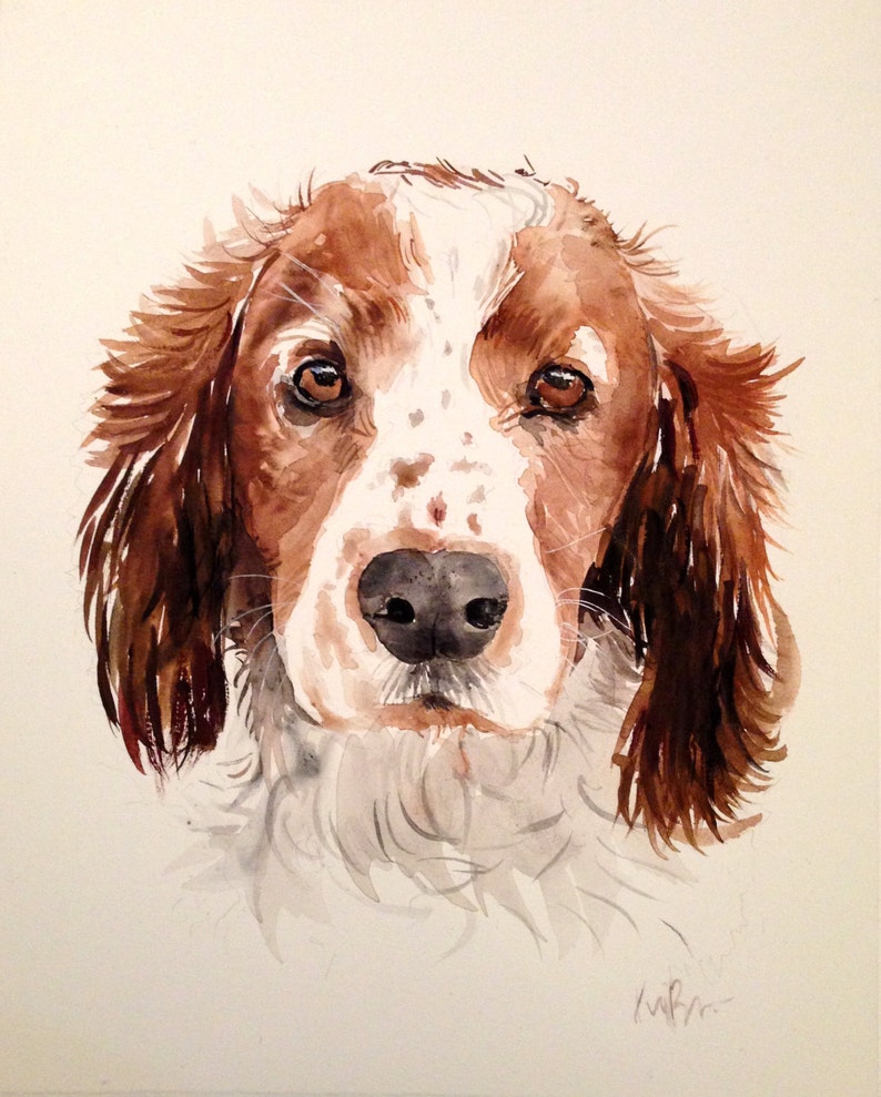 Custom pet portrait. Original watercolor painting. Dog image 0