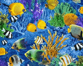 Paradise Found Tropical Fish Coral Sea Life Ocean BY YARDS Elizabeth/'s Fabric