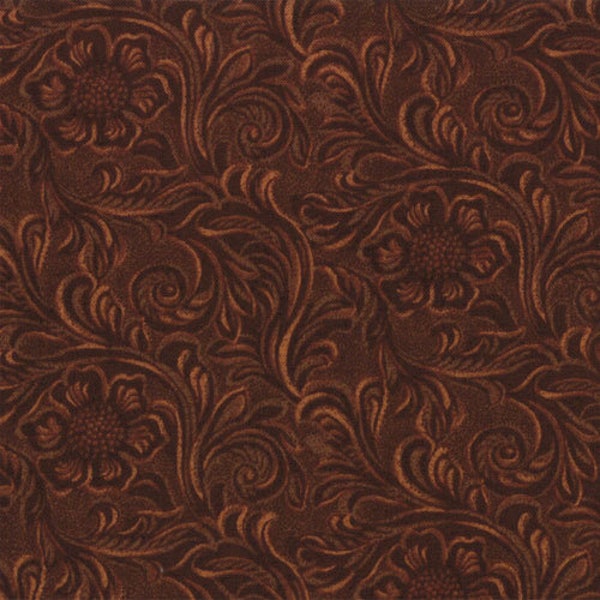 Tooled Leather-look, Brown, FABRIC, 100% Cotton, Western Basics, South Western, Sara Khammash, Moda, 11216-15, By the Yard