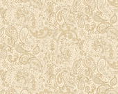 EOB REMNANT, 33 inches, Versatile Paisley Print, Beige on Ivory Background, Butter Churn Basics, Henry Glass Fabrics, 1444-44