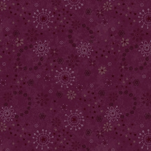 Floral Wreath Pattern, Tonal, Plum Background, Froth & Bubble, Henry Glass Fabrics, 2931-88, By the YARD
