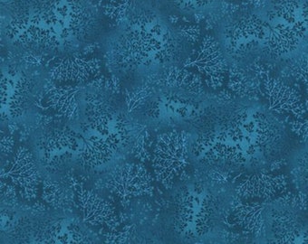 Peacock, Blue, Tonal, Leaf Branches , Great Accent Fabric, Fusions Collection, Robert Kaufman, EYJ557378, By the Yard