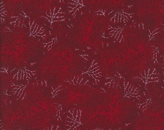 Primrose Red, Tonal, Leaf Branches, Great Accent Fabric, Fusions Collection, Robert Kaufman, EYJ557324, By the Yard