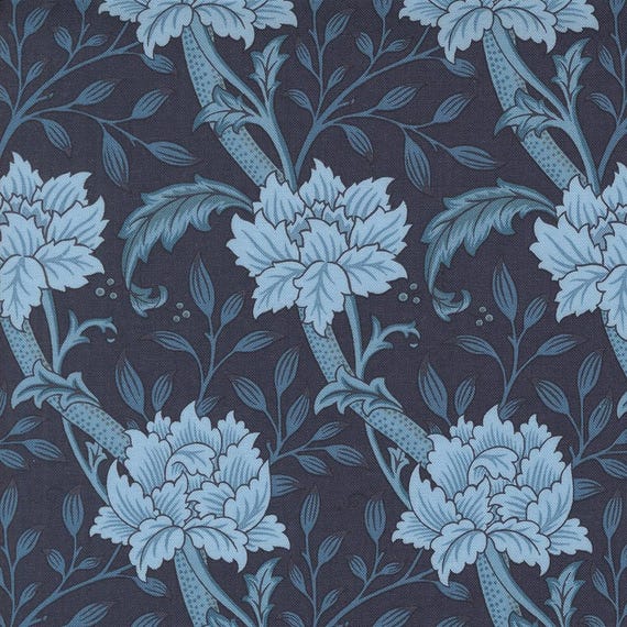 Lovely, Large, Sky Blue Floral, Midnight Blue, Morris Manor