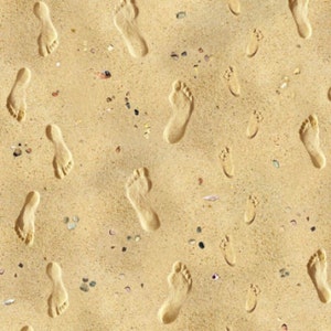 Footprints in the Sand, Landscape Medley Fabric, Elizabeth's Studios, 418-SAND, By the Yard