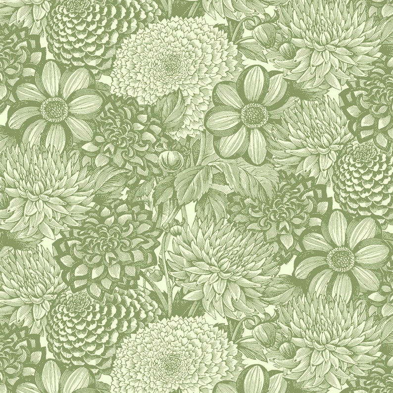 Wilmington Prints Le Bouquet Green Floral Beautiful 68470-177 Toile Anne Rowan By the Yard